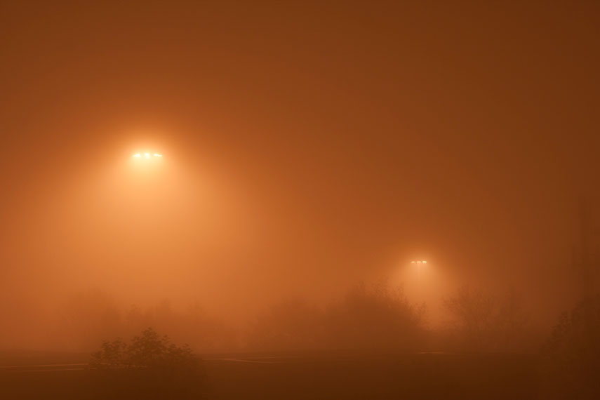 Spooky lights in the fog